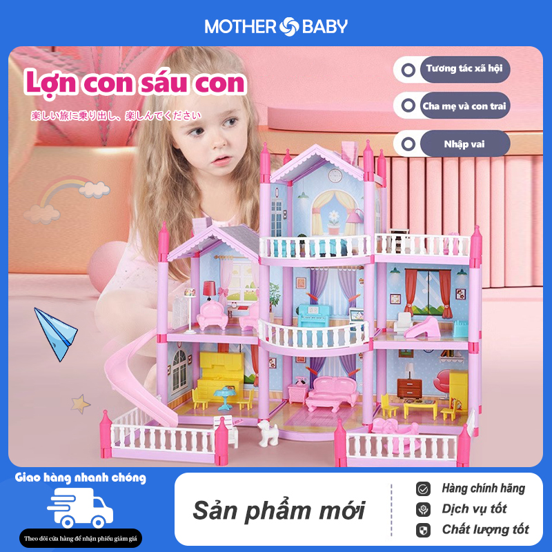 Mô hình nhà búp bê Barbie cỡ lớn chất liệu nhựa an toàn cho bé đảm bảo