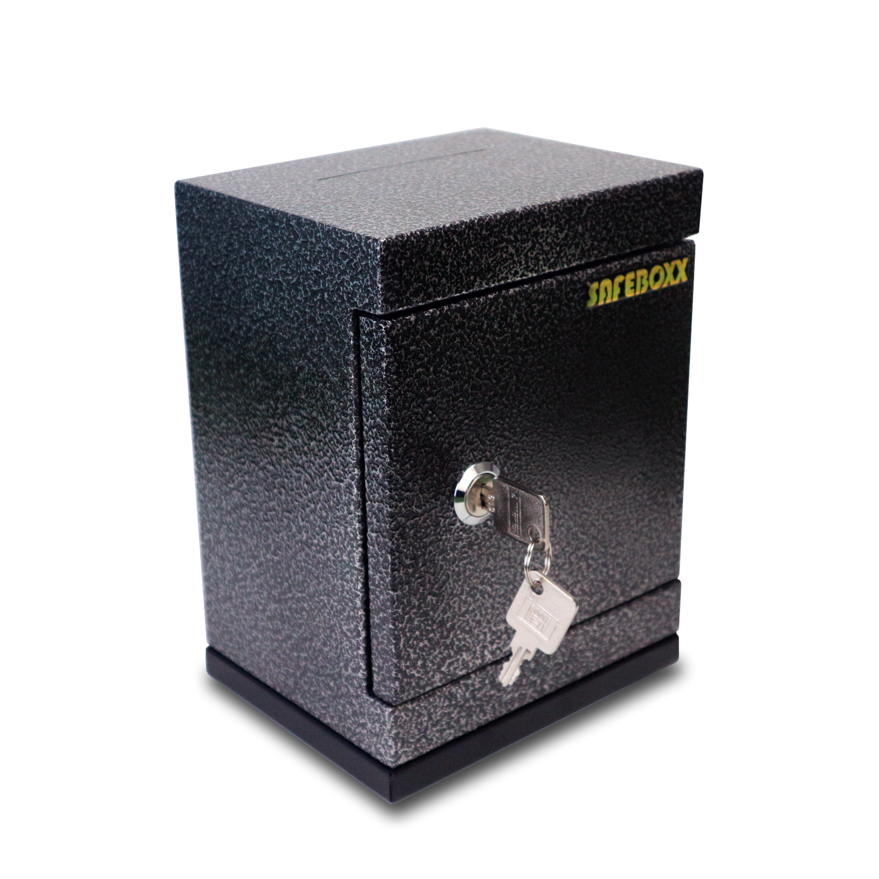 Két sắt mini safeboxx a1300 size 12x15x20cm, khóa chìa, có 2 chìa khóa, tùy chọn màu, có khoét lổ bắt vít, tặng kèm vít và tắc kê