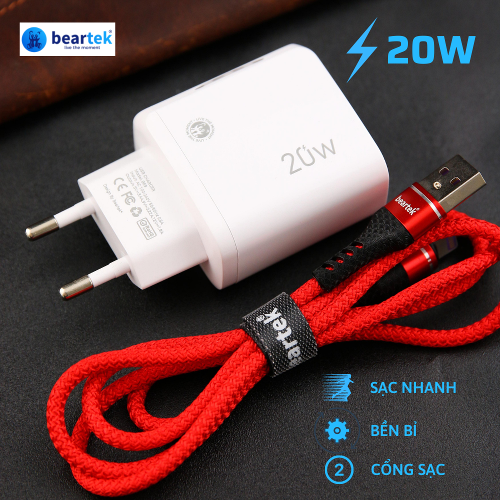 Bộ củ sạc và dây sạc điện thoại beartek micro usb dùng cho điên thoại