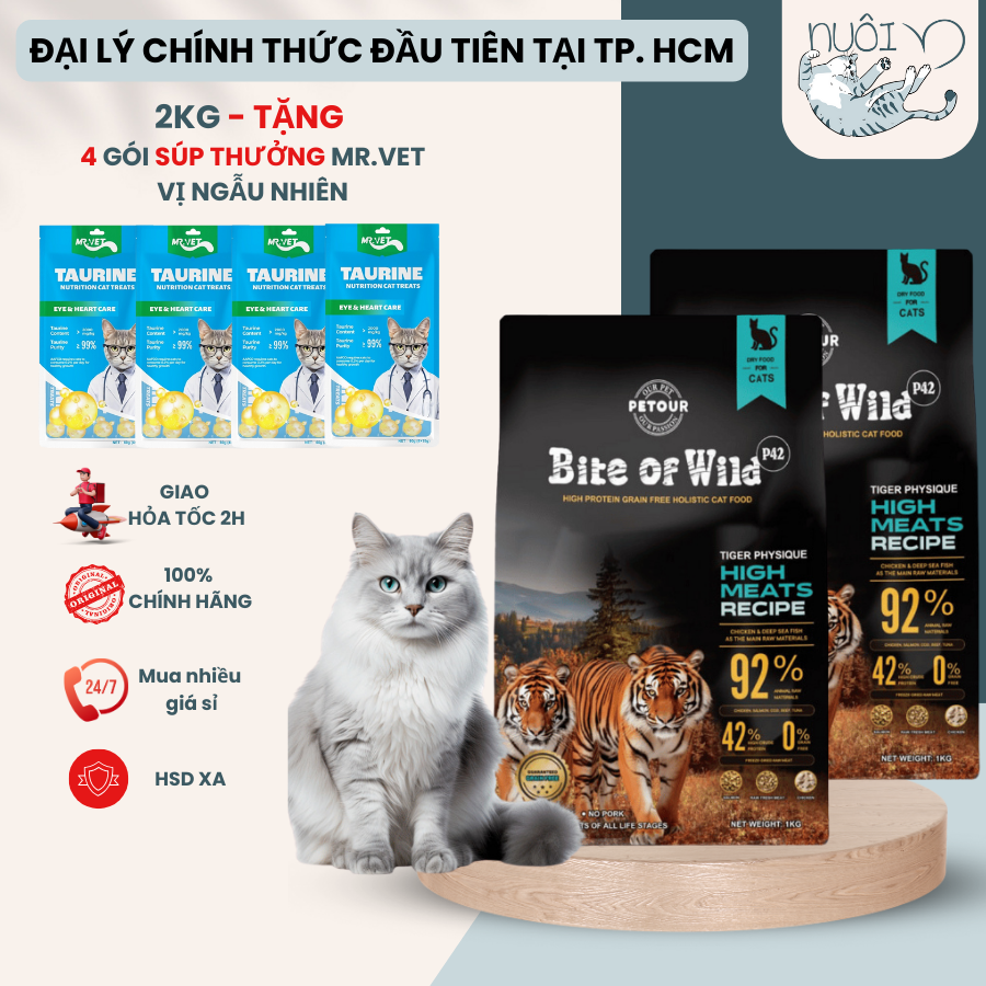 (Hỏa tốc) Quà tặng hấp dẫn - Hạt cho mèo Bite Of Wild không độn ngũ cốc - Full Toping - 2 túi 1kg