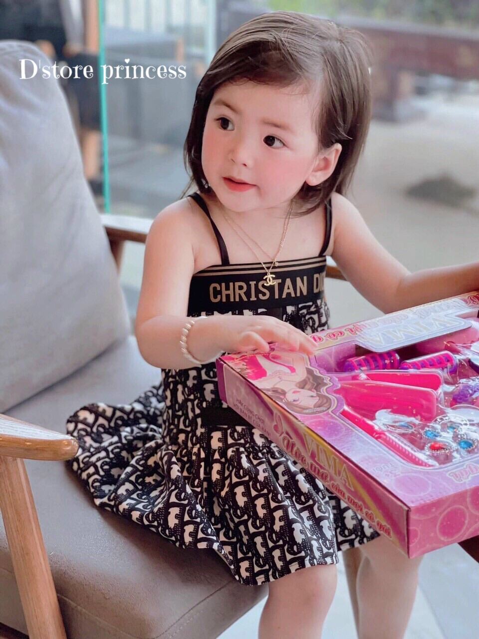 8kg - 20kg Váy bé gái, váy hai dây tiểu thư cực xinh cho các nàng công chúa nhỏ size 8-20kg D004