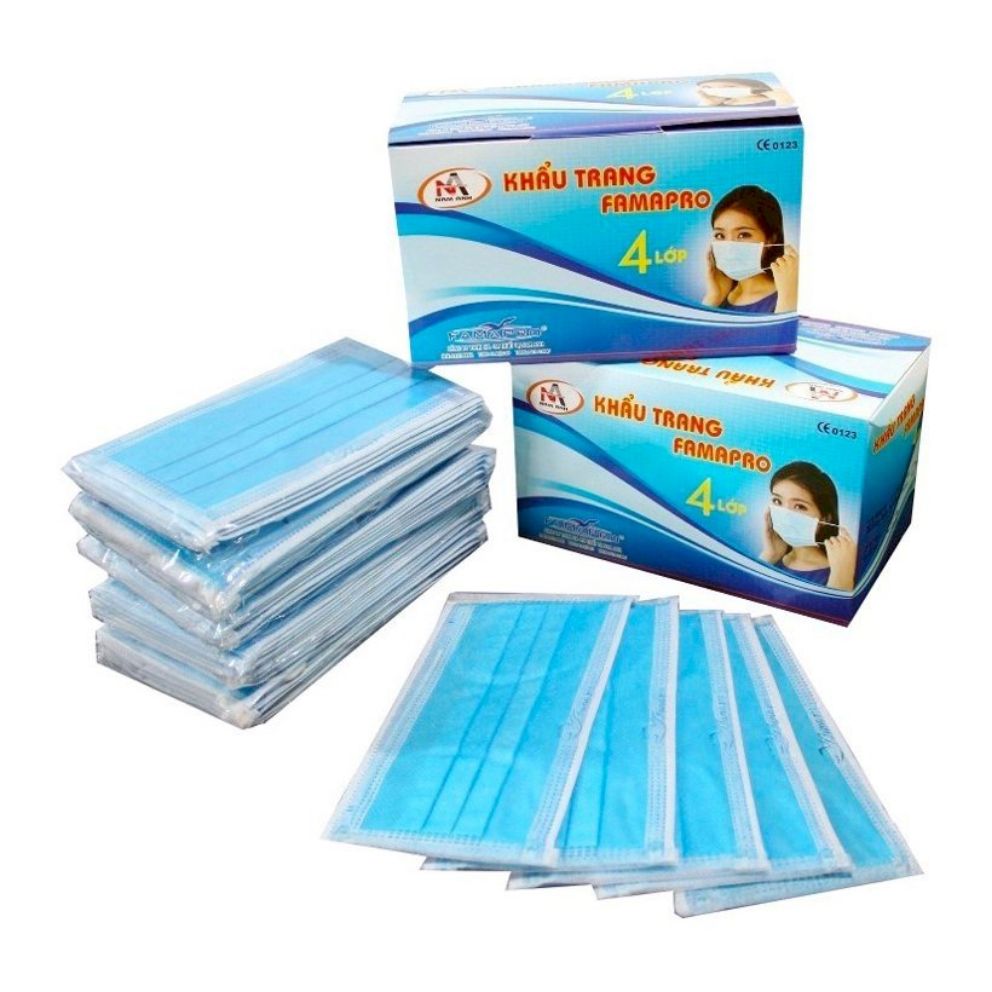 [HCM]Khẩu trang y tế 4 lớp Nam Anh hộp 50 cái màu xanh