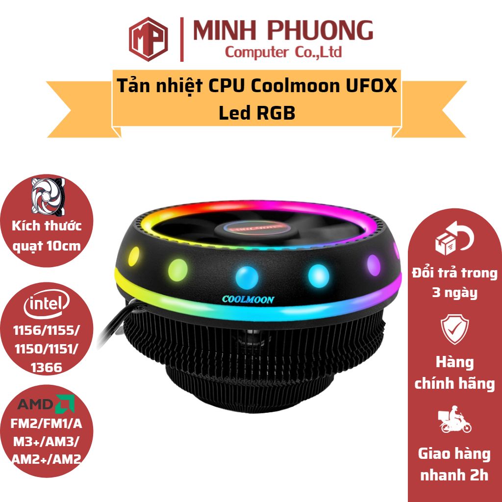 Quạt tản nhiệt cpu ufox coolmoon led rgb