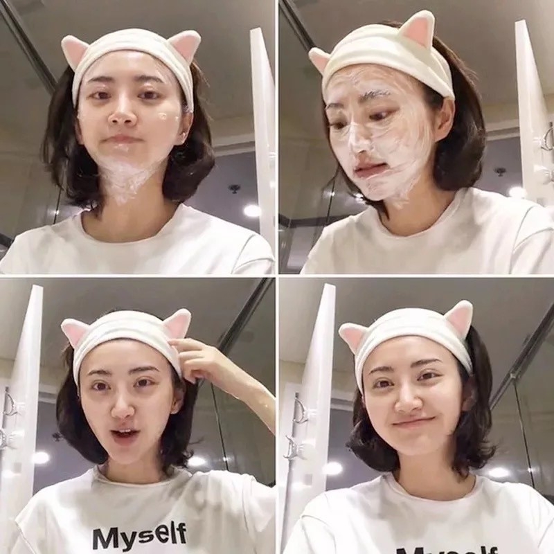 Băng đô nơ trang điểm tai thỏ makeup mềm mịn