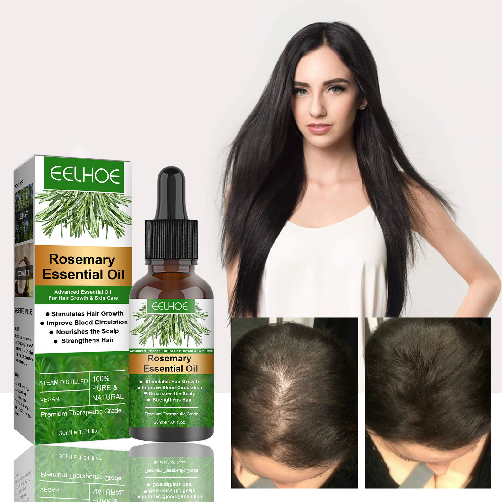 Tinh dầu thảo mộc eelhoe 30ml giúp mọc tóc ngừa rụng tóc giúp tóc bóng mượt
