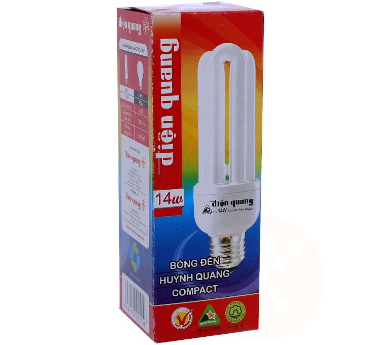 Bóng đèn Điện Quang 3U công suất 14W (đèn huỳnh quang compact)