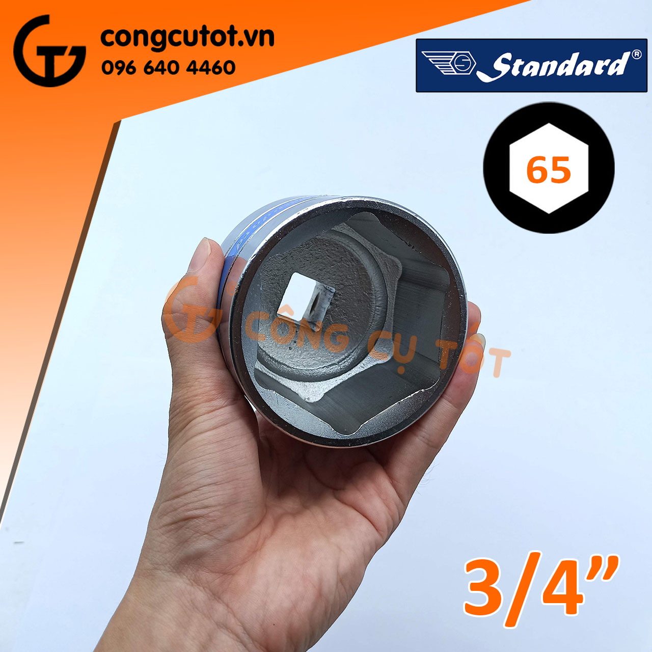Đầu tuýp - đầu khẩu lục giác 3/4 inch Standard xanh size tùy chọn 39-60mm