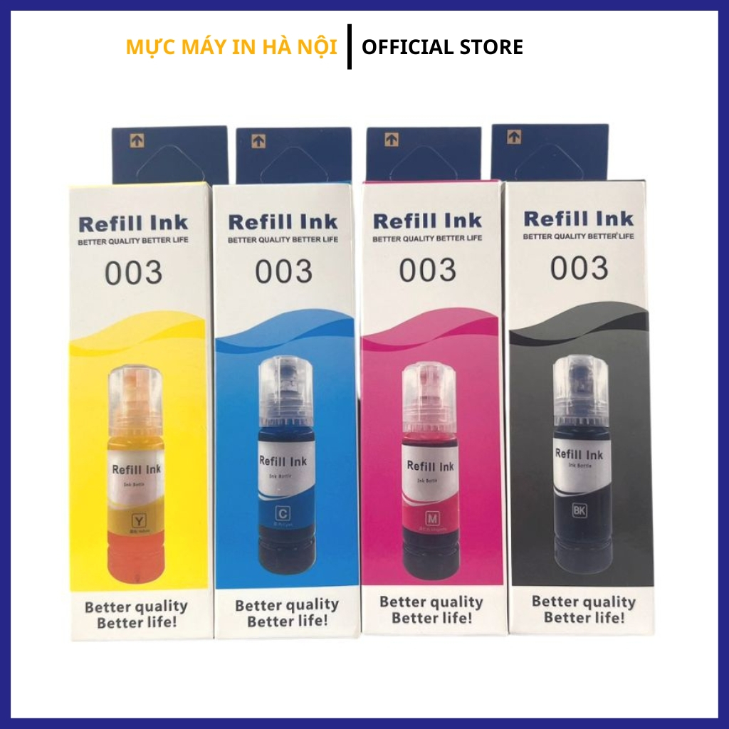 Mực ink 003 bóc máy epson L3110/ L3150/L1110/L4150/L3210/L1250/L3250/L4160 hàng nhập khẩu in sắc nét