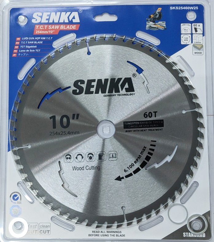 1 Lưỡi cưa hợp kim SENKA CẮT GỖ ngọt và bền, CHỌN phi 205mm 235mm 254MM 24 RĂNG - 40 RĂNG - 60 RĂNG