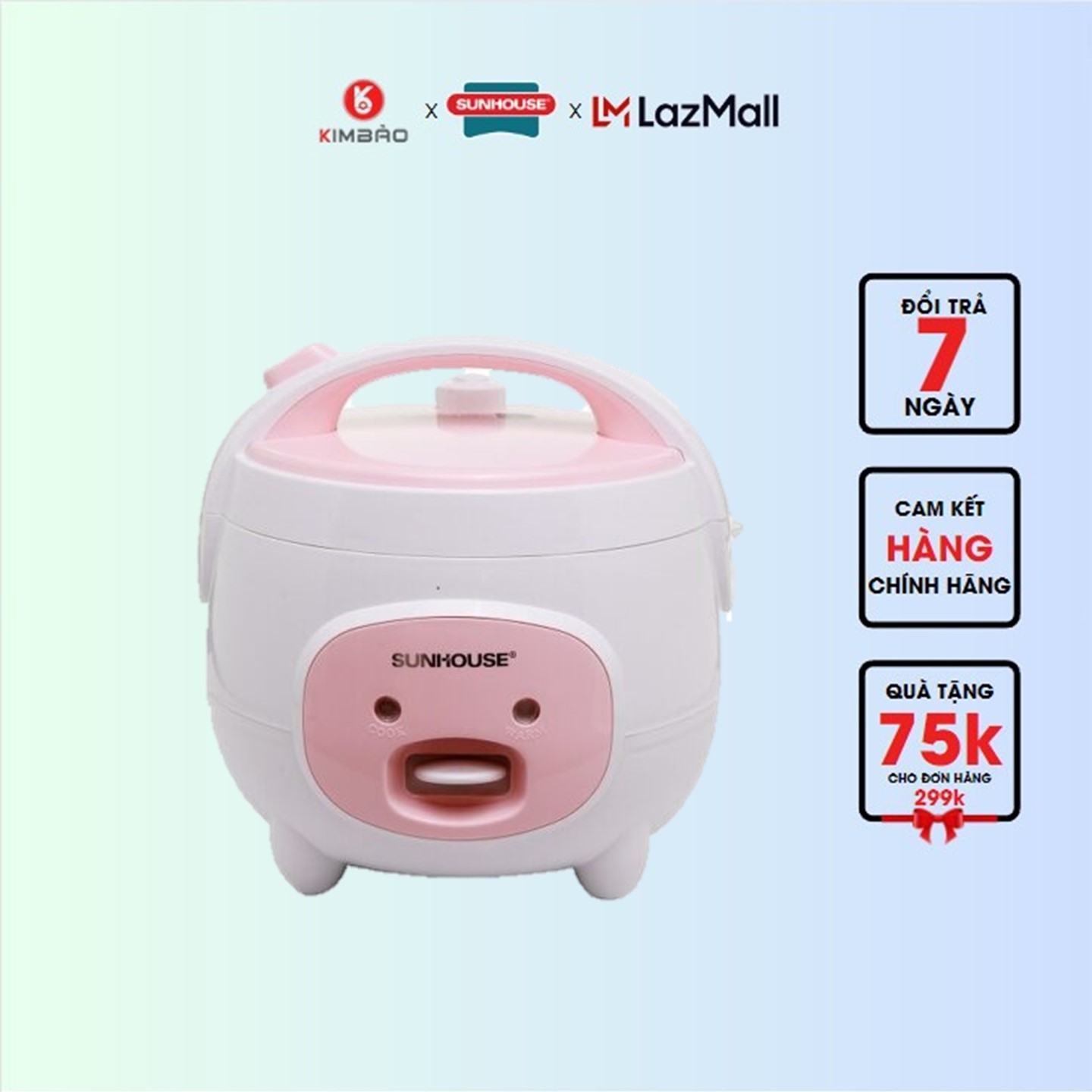 Nồi cơm điện 1.2l sunhouse shd8217w-bảo hành chính hãng 12 tháng