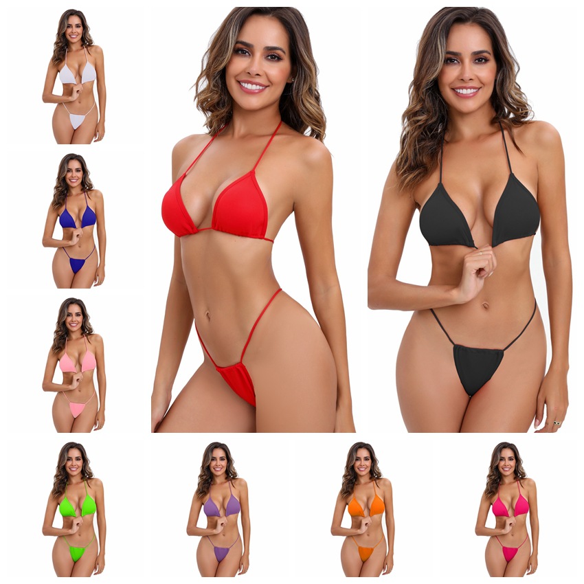 Bikini 2 mảnh dây lọt khe gợi cảm sexy quyến rũ phong cách châu Âu mùa hè 2022