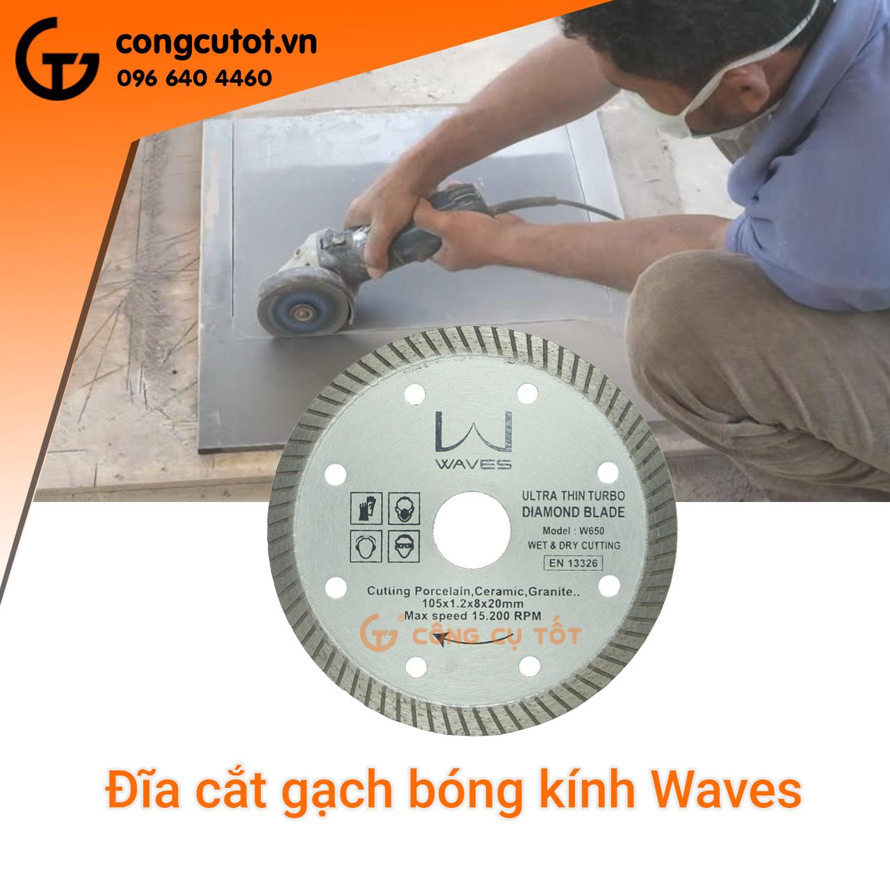 Lưỡi cắt - đá cắt gạch, gốm sứ, cắt đá... siêu mỏng waves w650-dbk105
