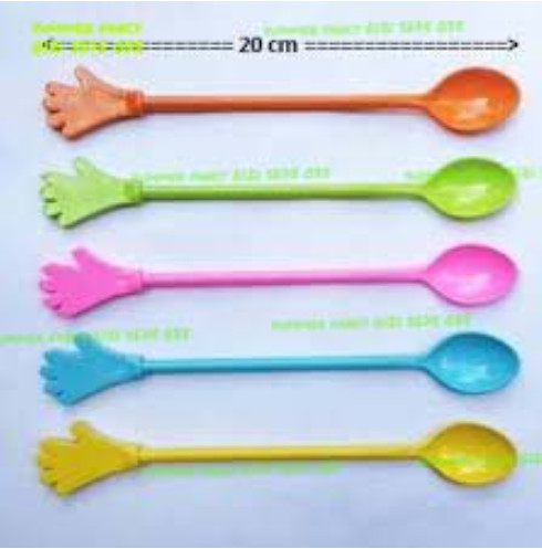 5 Muỗng 20cm hình bàn tay nhựa pha chế đuôi màu tươi, màu đen, màu pastel - thìa bar que khuấy sinh tố - Hand spoon
