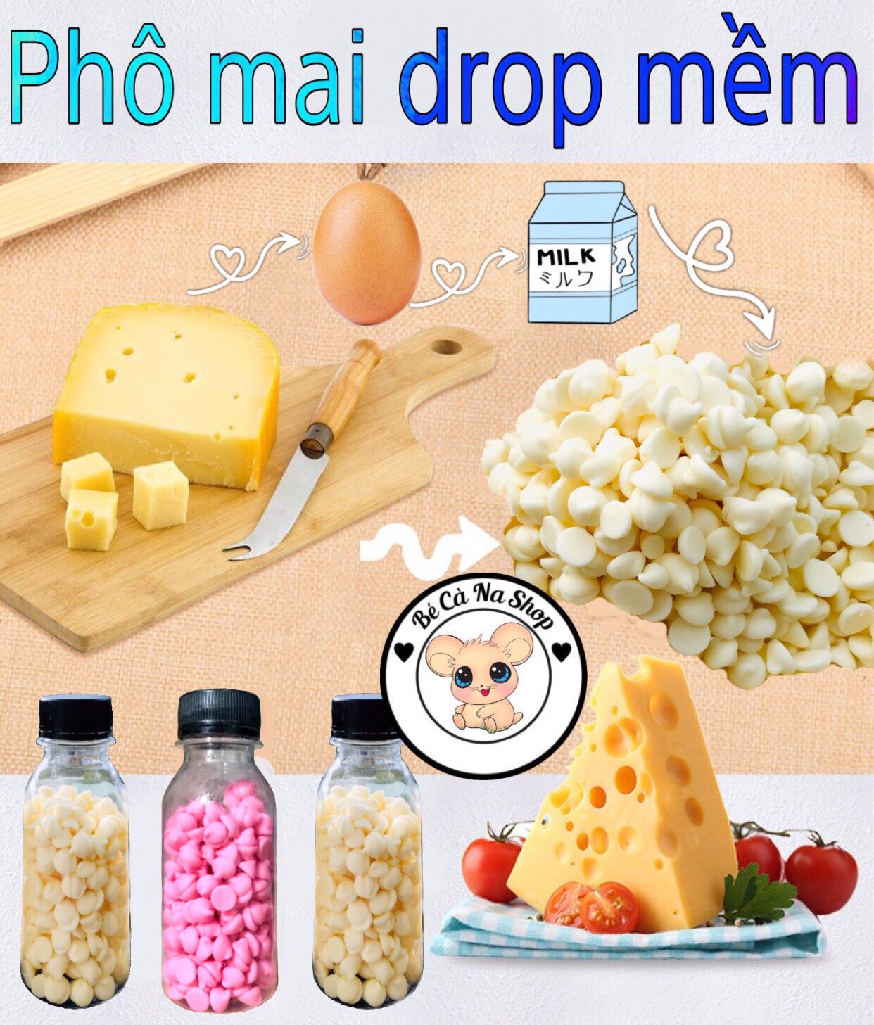 Phô mai drop sữa tươi mềm , cheese vỗ béo ,thức ăn cho hamster thỏ bọ sóc... (bé cà na)