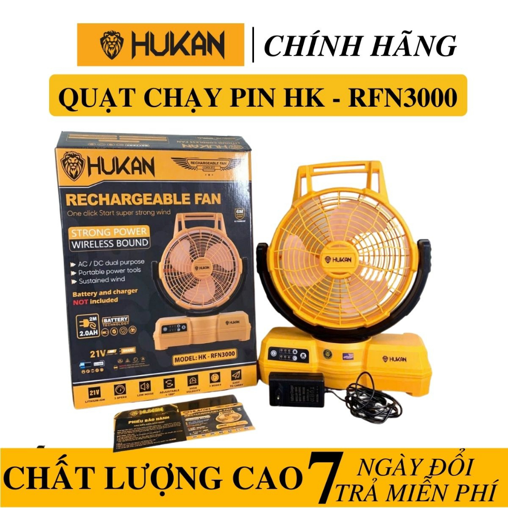 Thân quạt chạy pin Hukan HK-RFN3000 chân pin phổ thông. - Quạt chạy pin Hukan bảo hành chính hãng