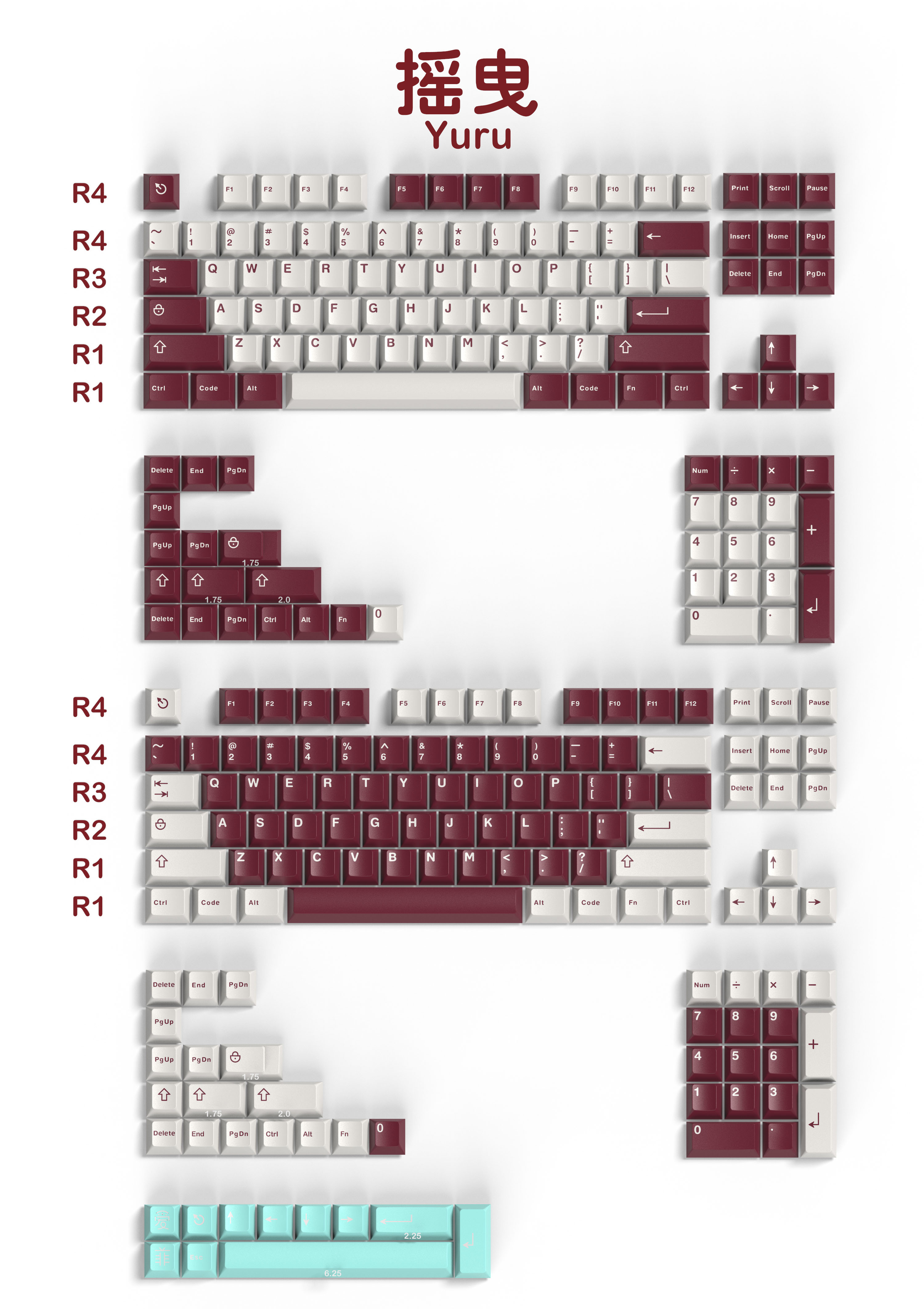 Bộ nút bàn phím cơ | Keycap Cherry Aifei ABS Doubleshot Yuru