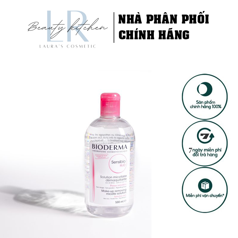 - Nước Tẩy Trang Pháp Bioderma H2O 500ml xanh hồng, dành cho mọi loại da