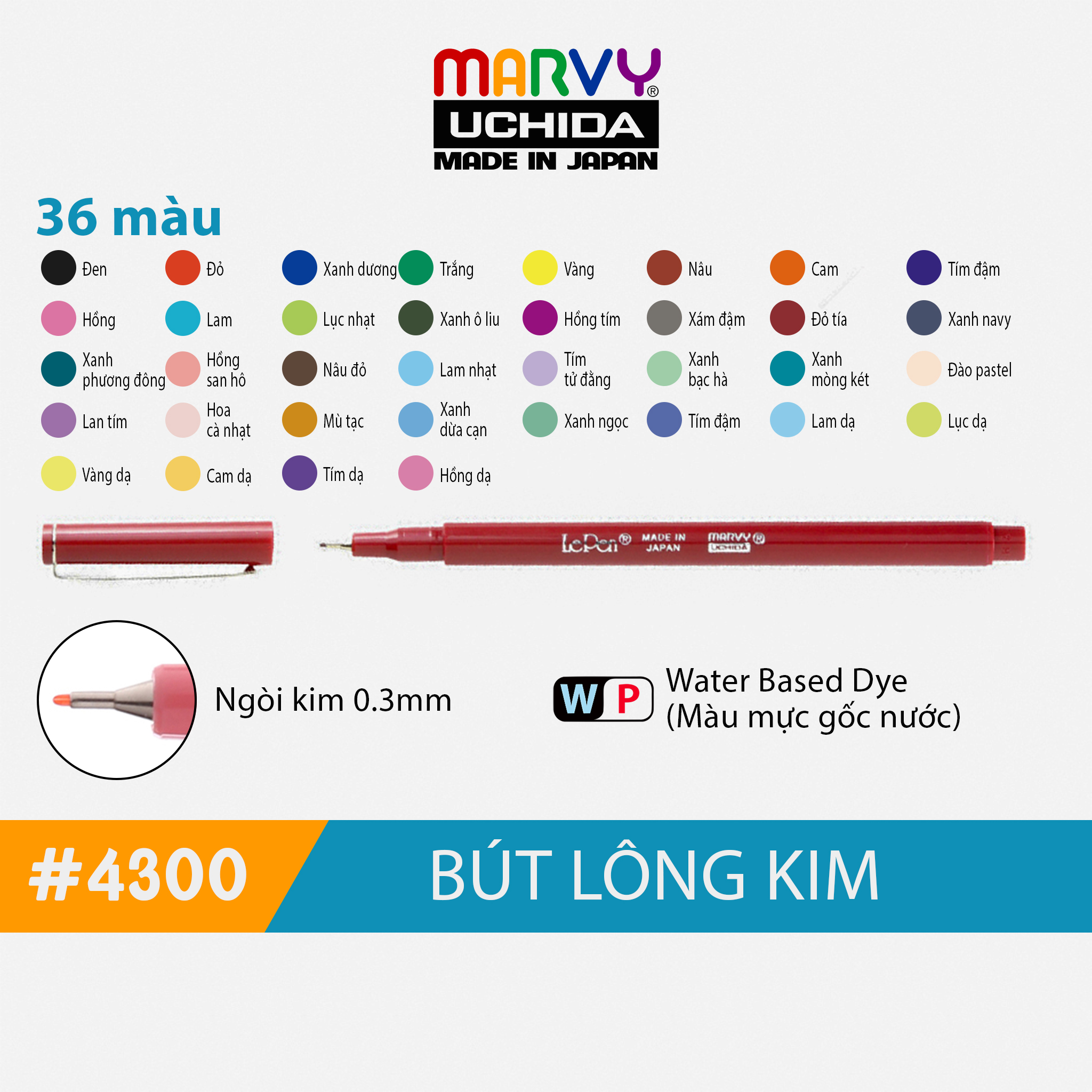 Bút lông kim luyện viết chữ đẹp MARVY Le Pen 4300 ngòi 0.3mm