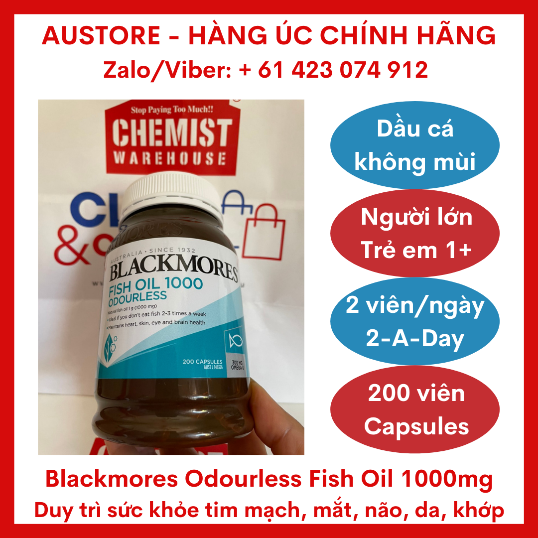 Dầu cá không mùi Blackmores Fish Oil Mini Caps 1000mg 200 Capsules
