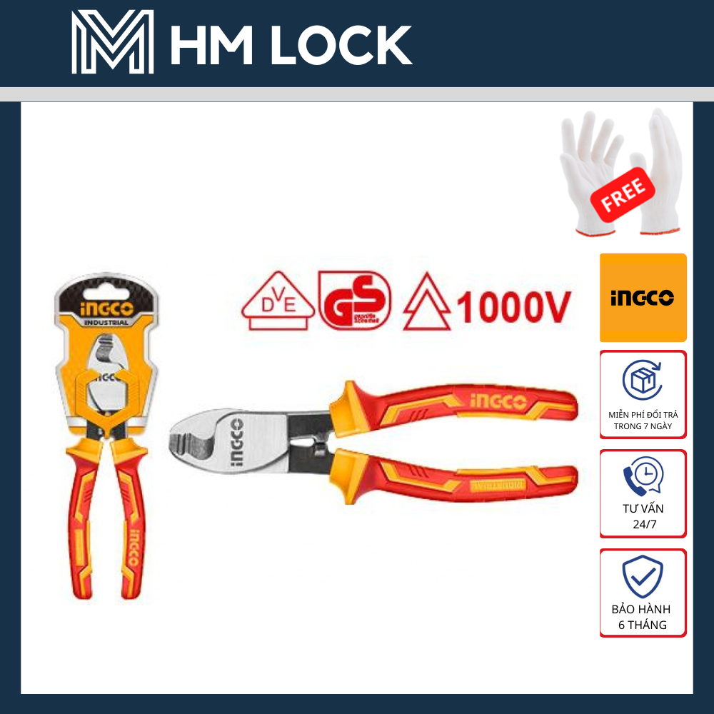 Kềm cắt cáp cách điện 6''/160mm ingco - hàng chính hãng - hiccb28160 - hm lock