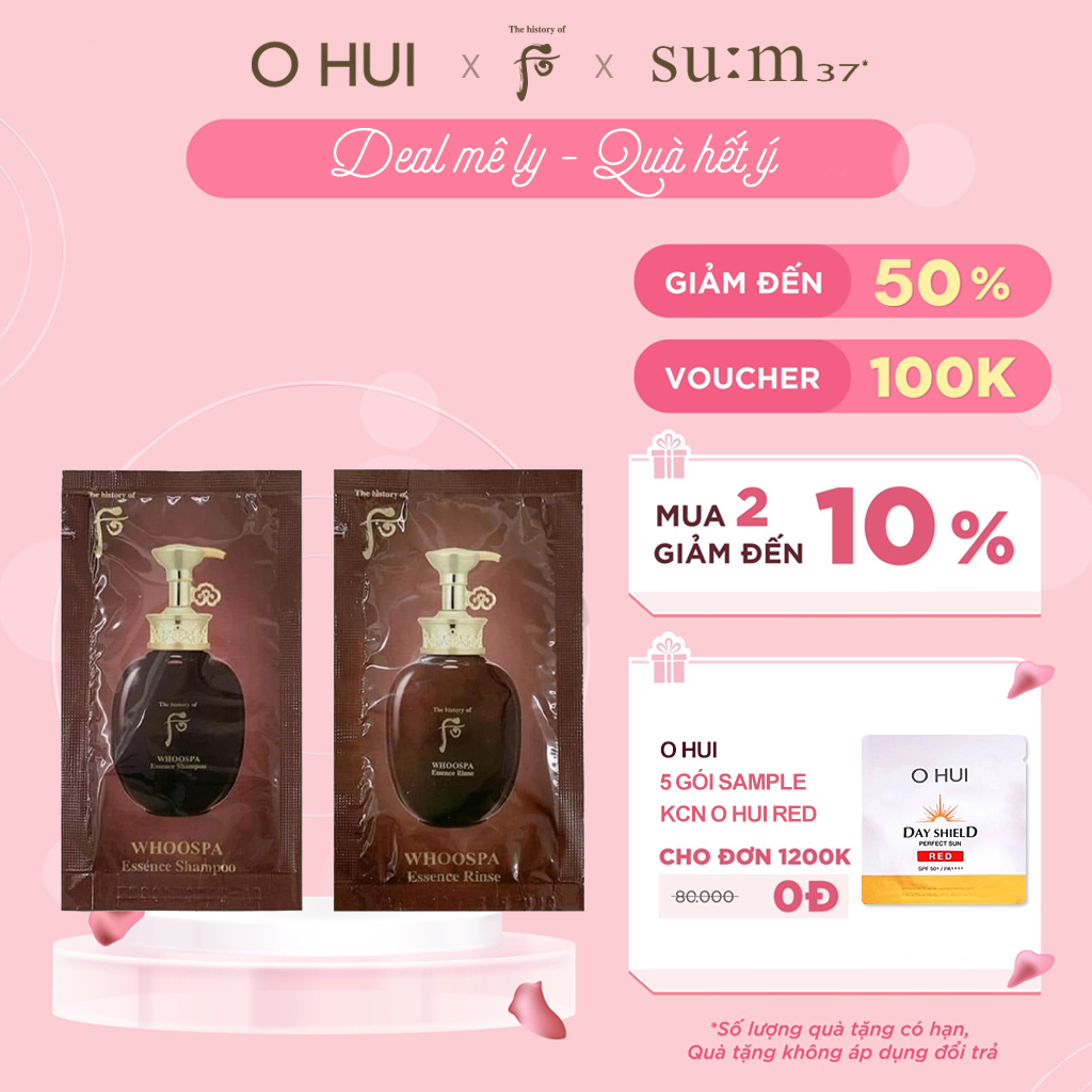Combo 10 gói Sample Dầu gội xả thảo dược Đông y ngăn rụng tóc The history of Whoo Whoo Spa Essence Shampoo Rinse