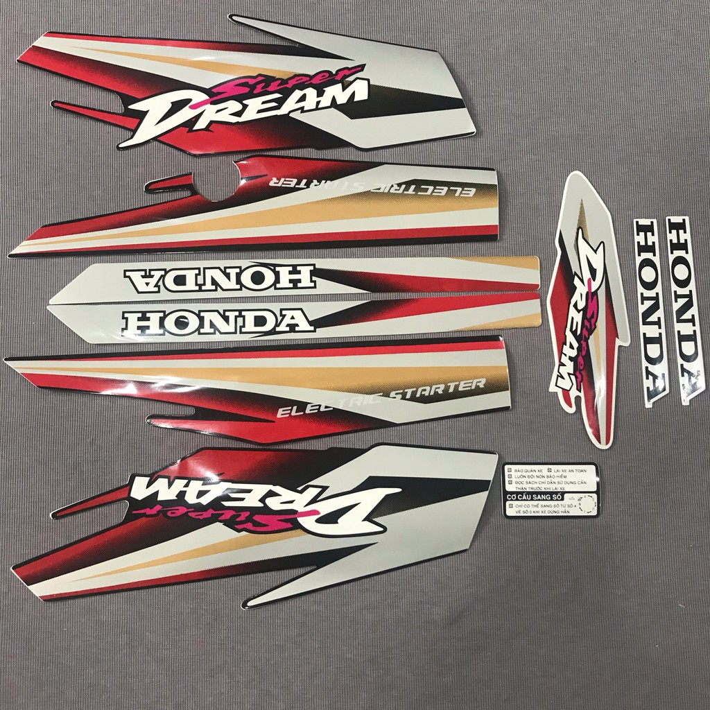 Trọn bộ tem rời dán xe máy Super Dream 2000