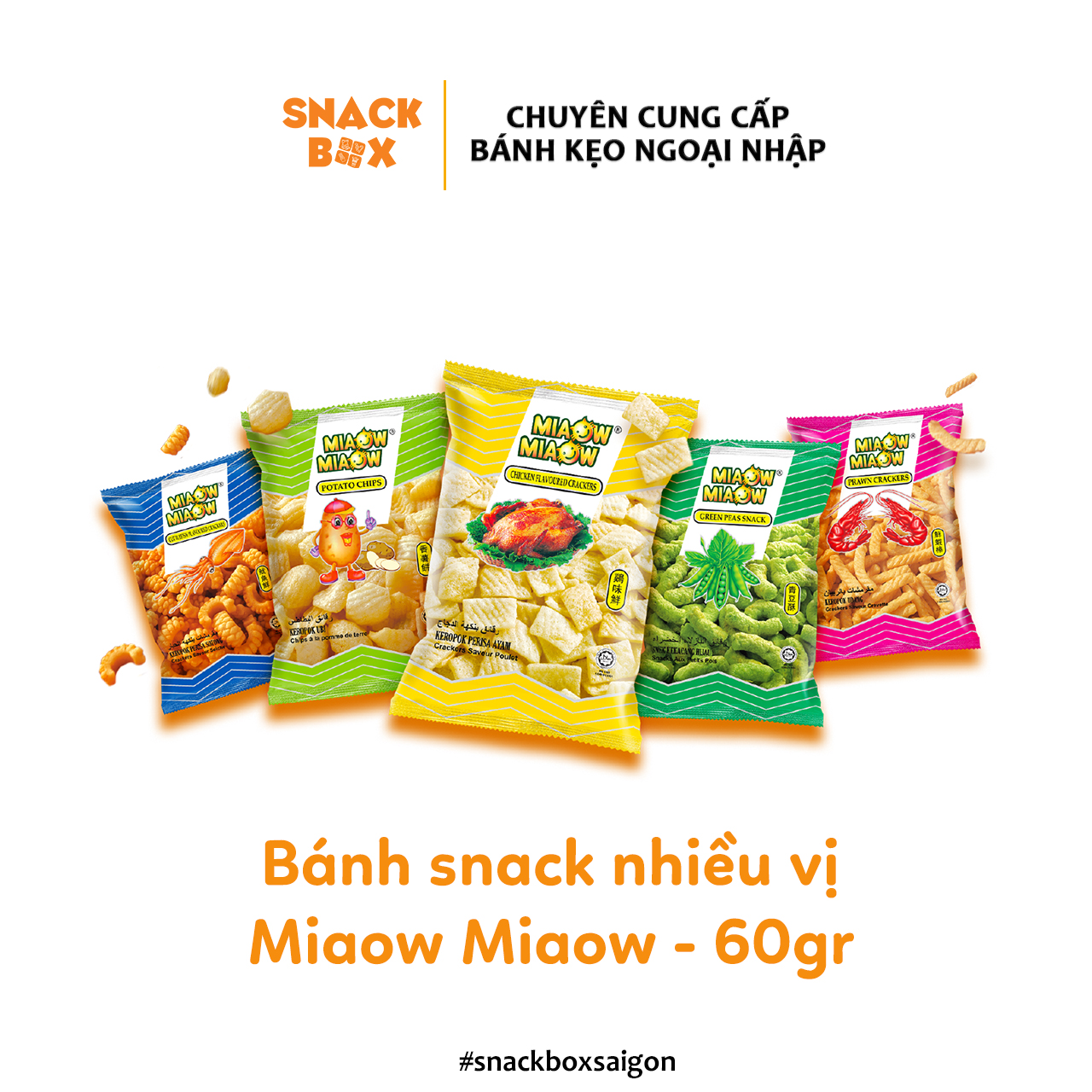6 Vị Bánh Snack Nhiều Vị Miaow Miaow Bịch 60gr - Malaysia