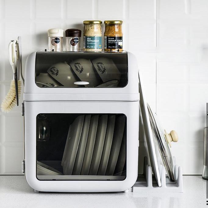 Tủ Bếp Mini 2 Lớp Đựng Chén Bát Chống Bám Bụi Khử Ẩm Siêu Tốt