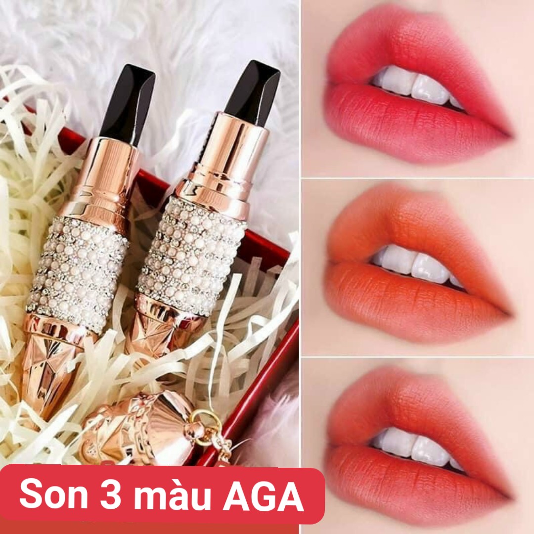 Son 3 màu siêu lì AGAG - Son kim cương bền màu lâu trôi