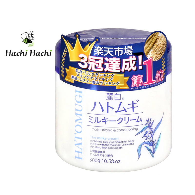 Kem dưỡng ẩm hạt ý dĩ Hatomugi Kumano Yushi 300g da sáng mịn màng - Hachi