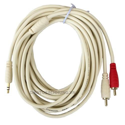Dây loa 1 đầu 3.5 ra 2 av choseal dài 10m - day. 1 dau 3.52av-10m