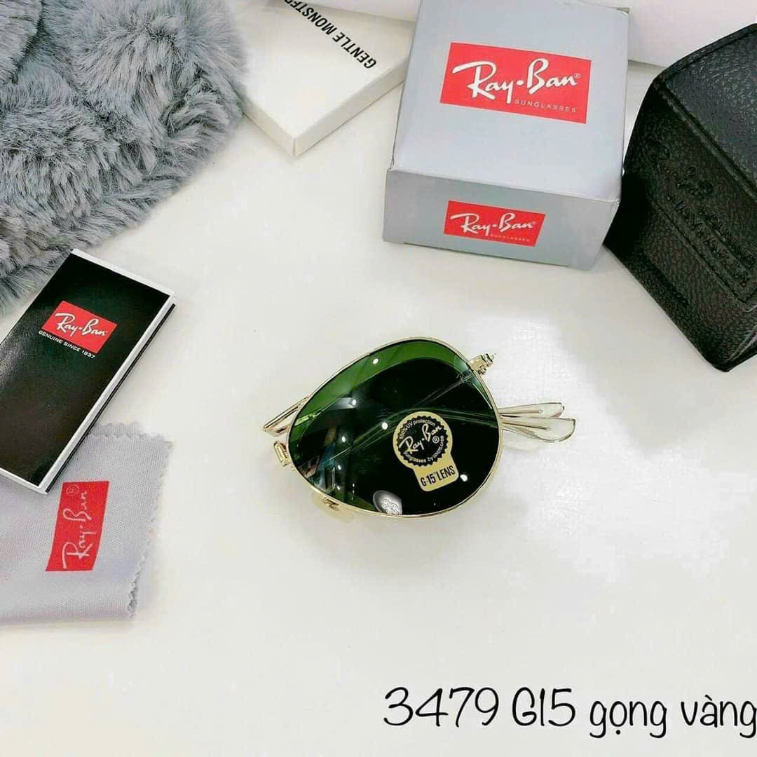 Mắt kính mát nam RB tròng thuỷ tinh fullbox như hình gọng nhỏ gấp gọn kính phi công