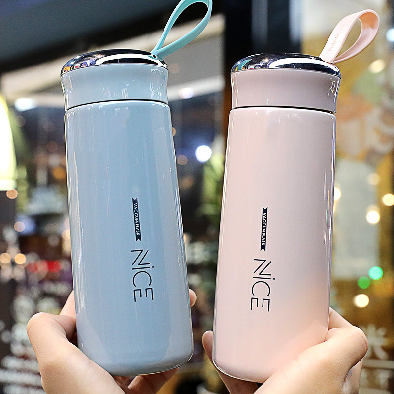 Bình đựng nước thủy tinh bọc nhựa nice, kèm dây xách 400ml