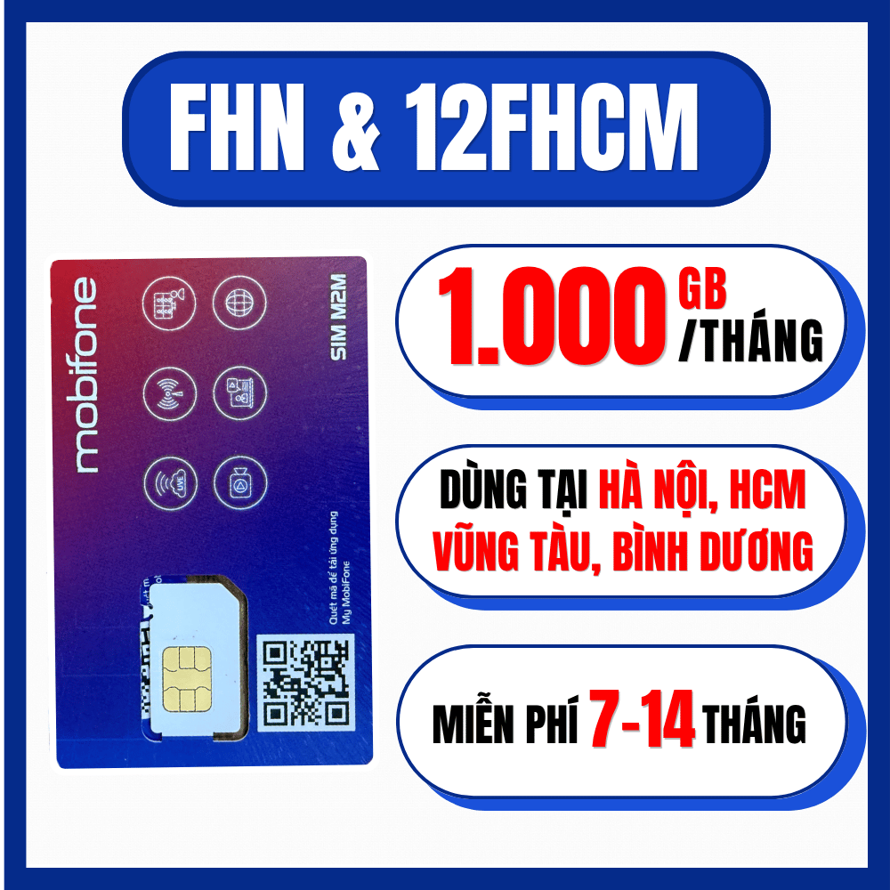 ( 33GB/ngày ) SIM 4G 5G MOBIFONE 1.000GB/Tháng Tốc Độ Cao - Dùng Riêng Cho Hà Nội , TP.HCM ,Vũng Tàu , Bình Dương - Trọn Gói 7 - 14 Tháng - FREESHIP - CHƯA KÍCH HOẠT