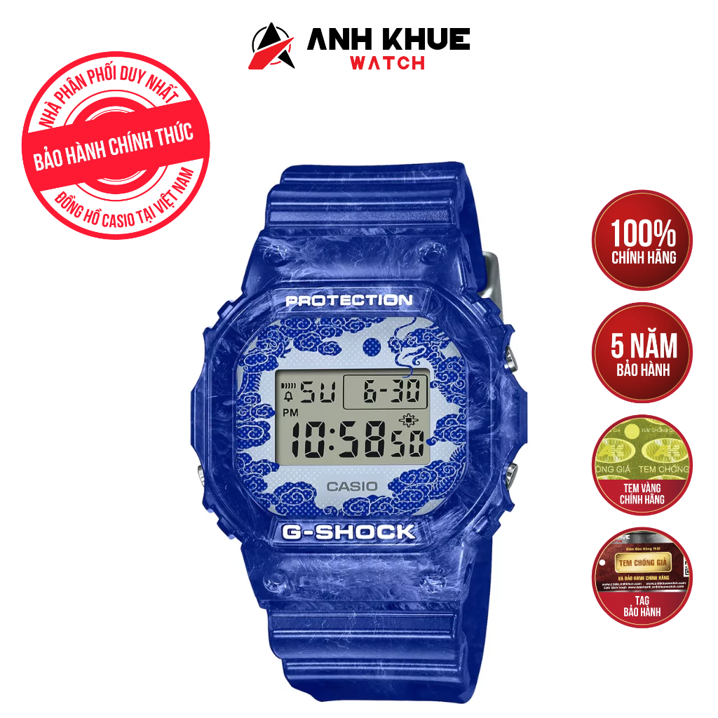 Đồng hồ casio nam g-shock dây nhựa dw-5600bwp-2dr