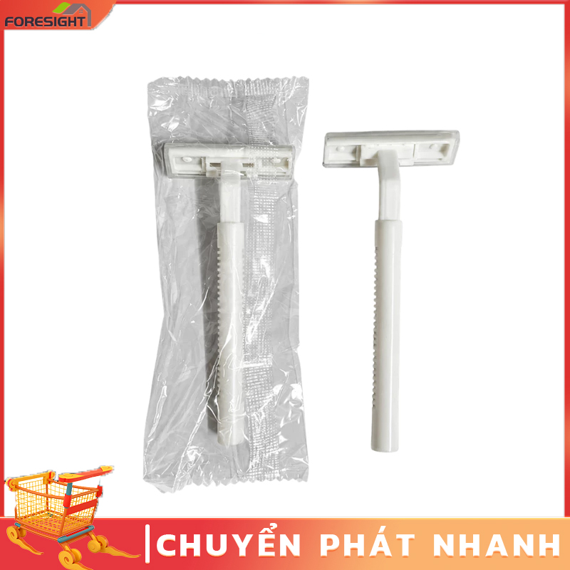 【FORESIGHT】Combo 100 Dao Cạo Nhựa Cán Tròn Màu Trắng Túi Nilon Chuyên Dùng Cho Khách Sạn Nhà Nghỉ Homestay