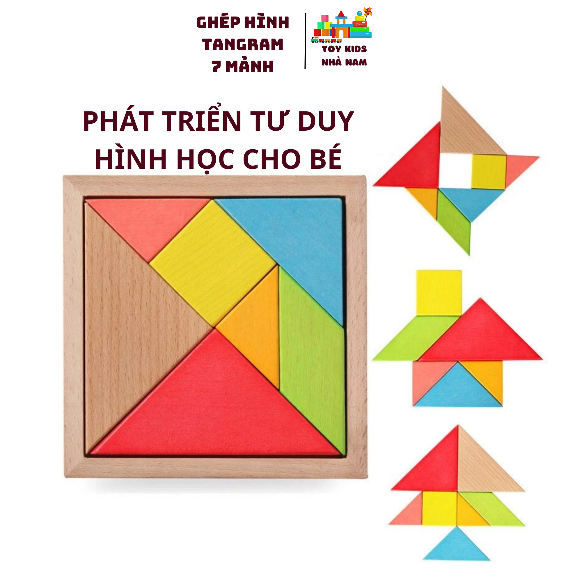Bộ ghép trò chơi trí uẩn tangram gỗ, đồ chơi giáo dục cho bé