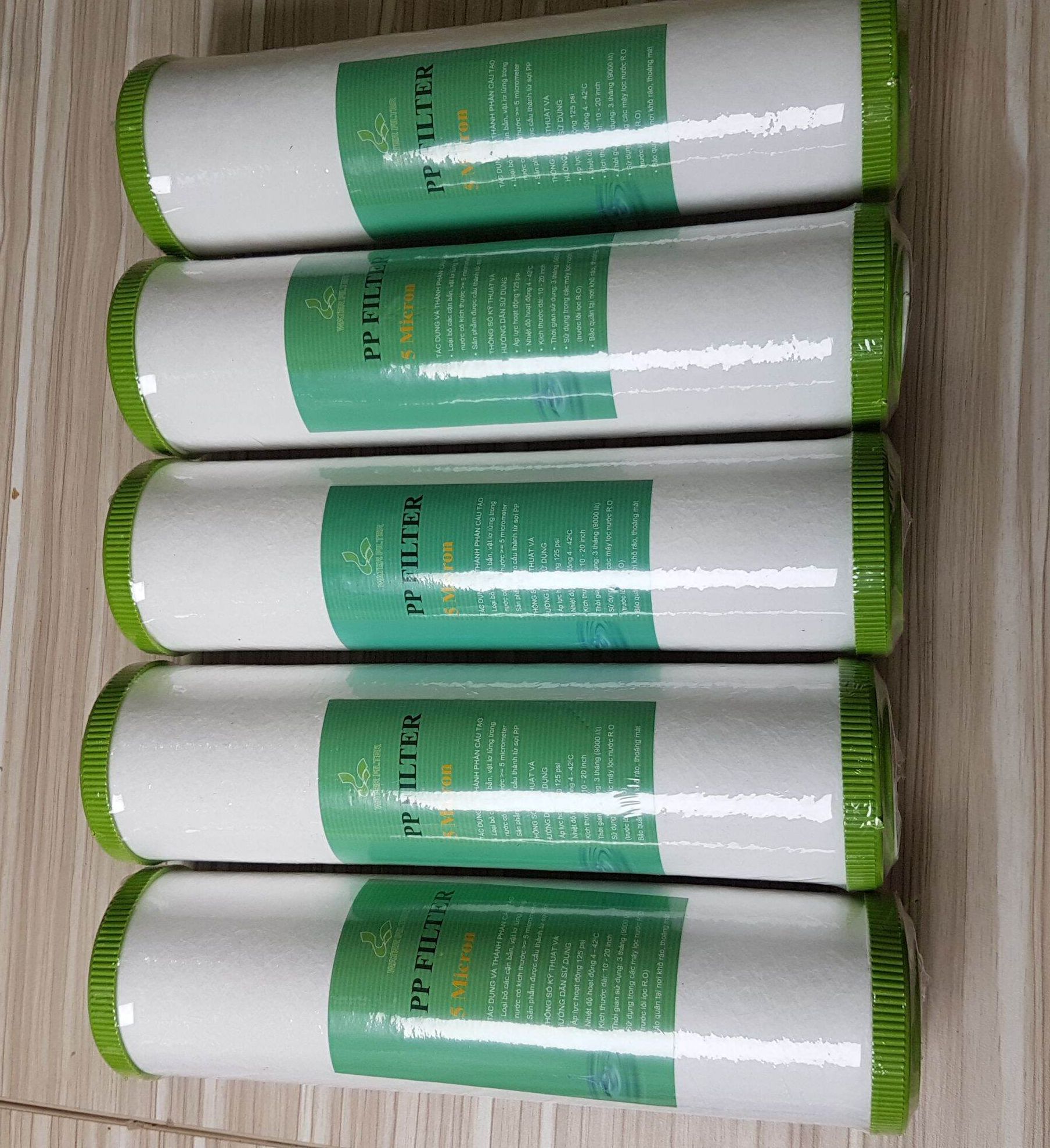 Bộ 5 lõi lọc số 1 đầu bịt. lõi 1 bịt bông pp dùng cho máy lọc nước.
