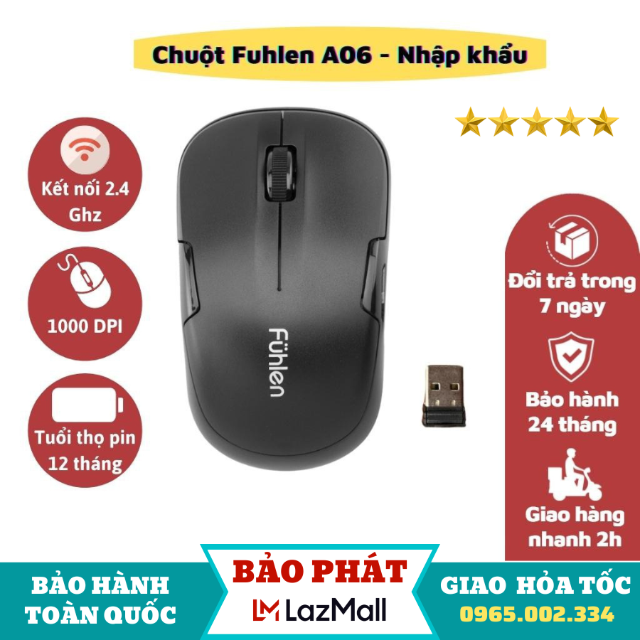Chuột không dây logitech, chuột máy tính không dây ,chuột gaming không dây ,chuột không dây fuhlen, chuot khong day, Chuột không dây Fuhlen A06G - pin khỏe, chuột nhạy, cao cấp, nhỏ gọn, thời trang - Bảo hành 12T