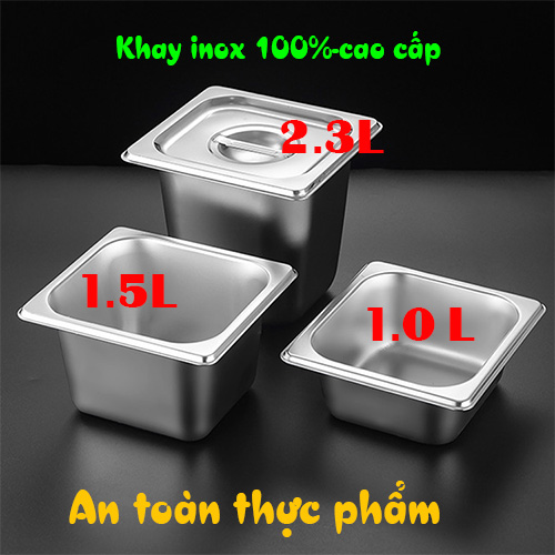 Khay inox đựng đồ ăn-thạch topping-cháo-tào phớ