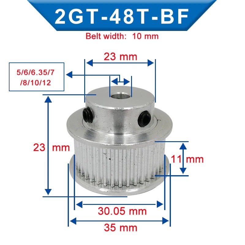 Puly GT2 Bánh răng GT2 48 răng bản 6mm 10mm