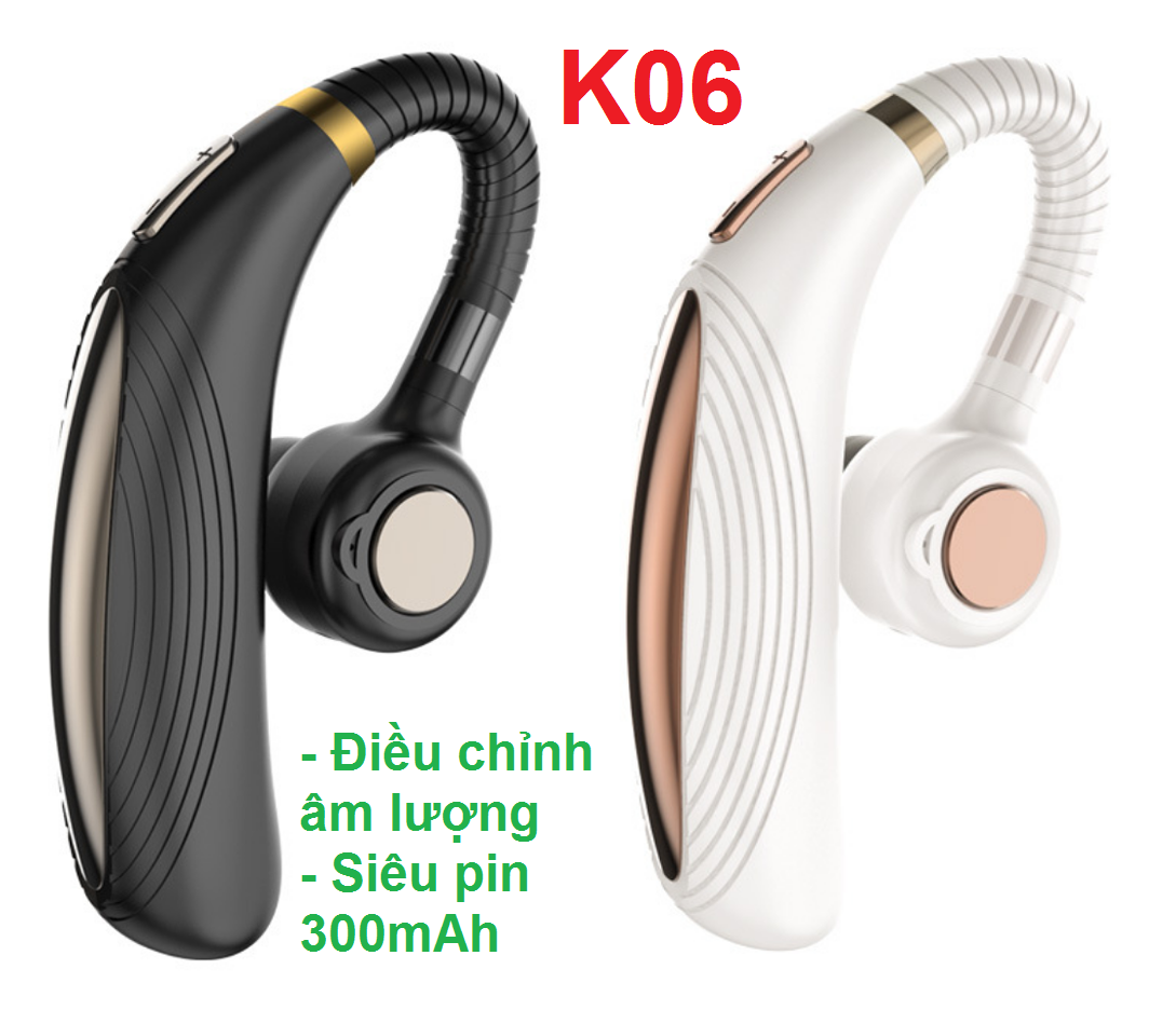 Tai nghe bluetooth V4.2 K06 Pin trâu có điều chỉnh âm lượng - Hàng nhập