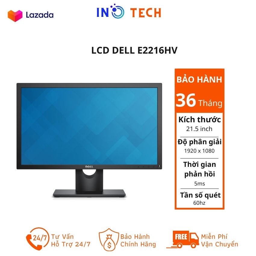 [Freeship] Màn Hình Máy Tính Giá Tốt LCD DELL E2216HV Full HD 21.5 inch (1920x1080)/ VGA (Cable) -INO Tech- INO119 Hàng Chính Hãng, Chất Lượng Tốt, Bền Bỉ, Màu Sắc Trung Thực, Phù Hợp Văn Phòng, Gia Đình, Gaming