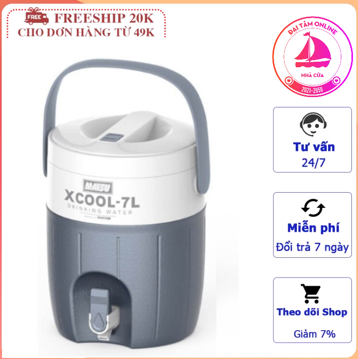 Bình đá giữ nhiệt xcool 7 lít nhựa duy tân 23.5 x 22 x 29 cm -bình đá giữ nhiệt giữ lạnh lên đến 36 giờ - có van xả chống rơi vỡ