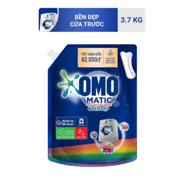 Nước Giặt OMO Matic Bền Đẹp cửa trước túi 3.7kg