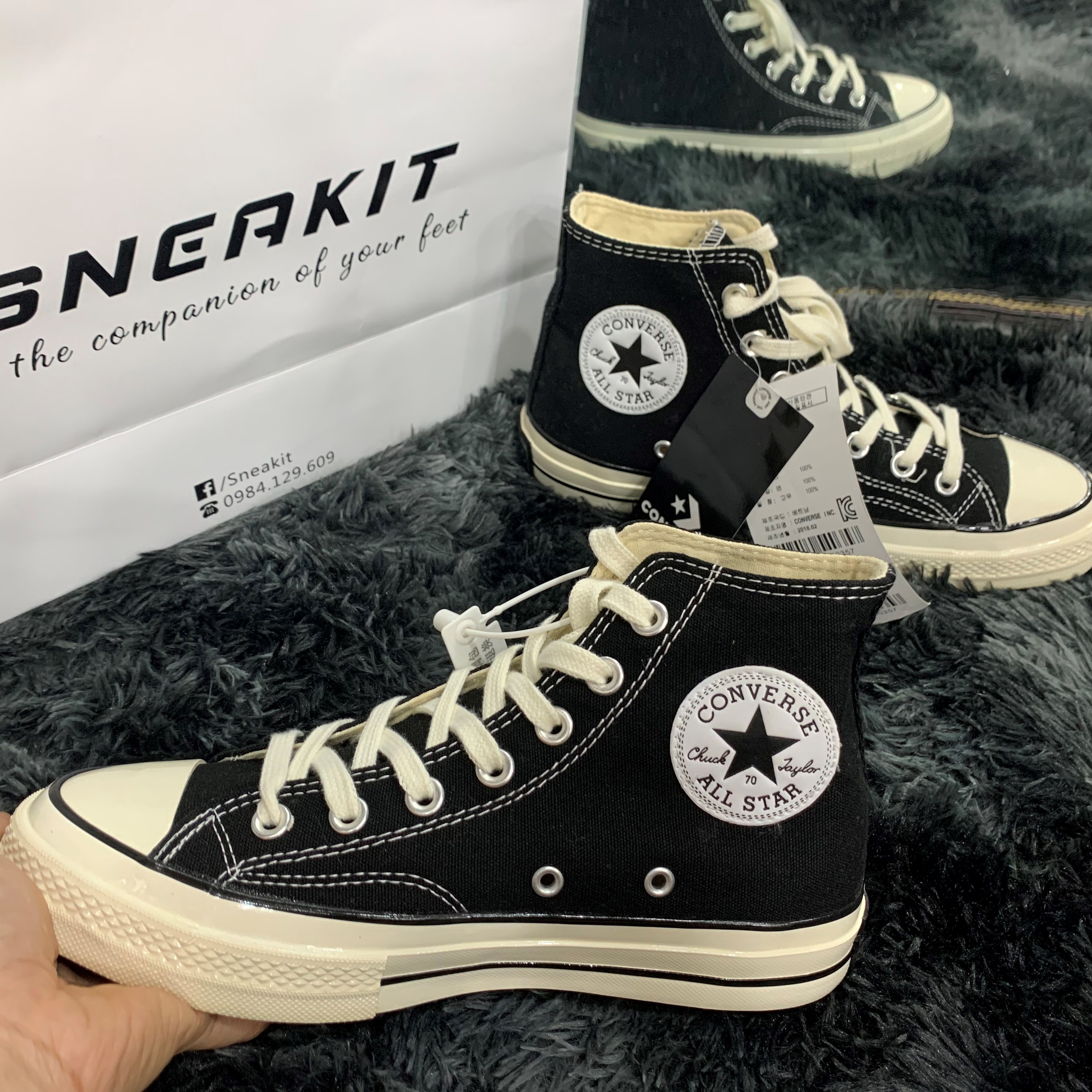 Giày Converse Chuck Taylor Cổ Cao Màu Đen Trắng - Giày Thể Thao Sneaker đen trắng Cao Cổ - Giày Sneaker Đẹp Nam Nữ - Giày Converse Trắng Đen Giày Thể Thao Sneaker-Giay vải nam nữ