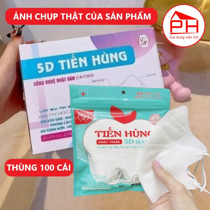 Set 10 Khẩu trang 5D Mask Tiến Hùng 3 lớp kháng khuẩn lọc bụi mịn công nghệ Nhật Bản