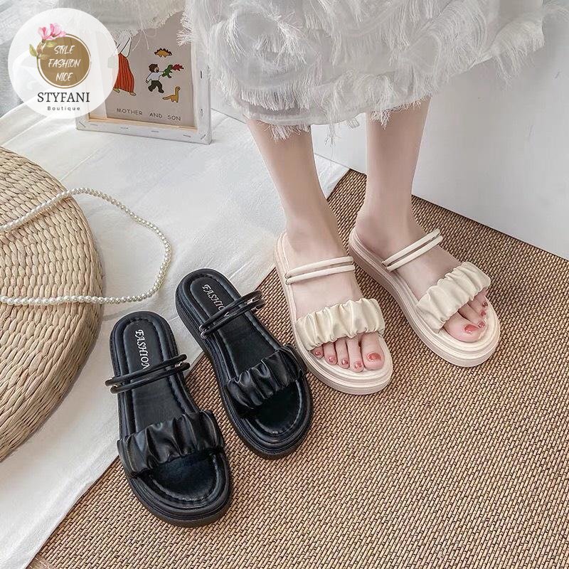 Sandal nữ Quai Nhún Độn Đế 4P hàng cao cấp thời trang vừa làm sandal hoặc dép phong cách
