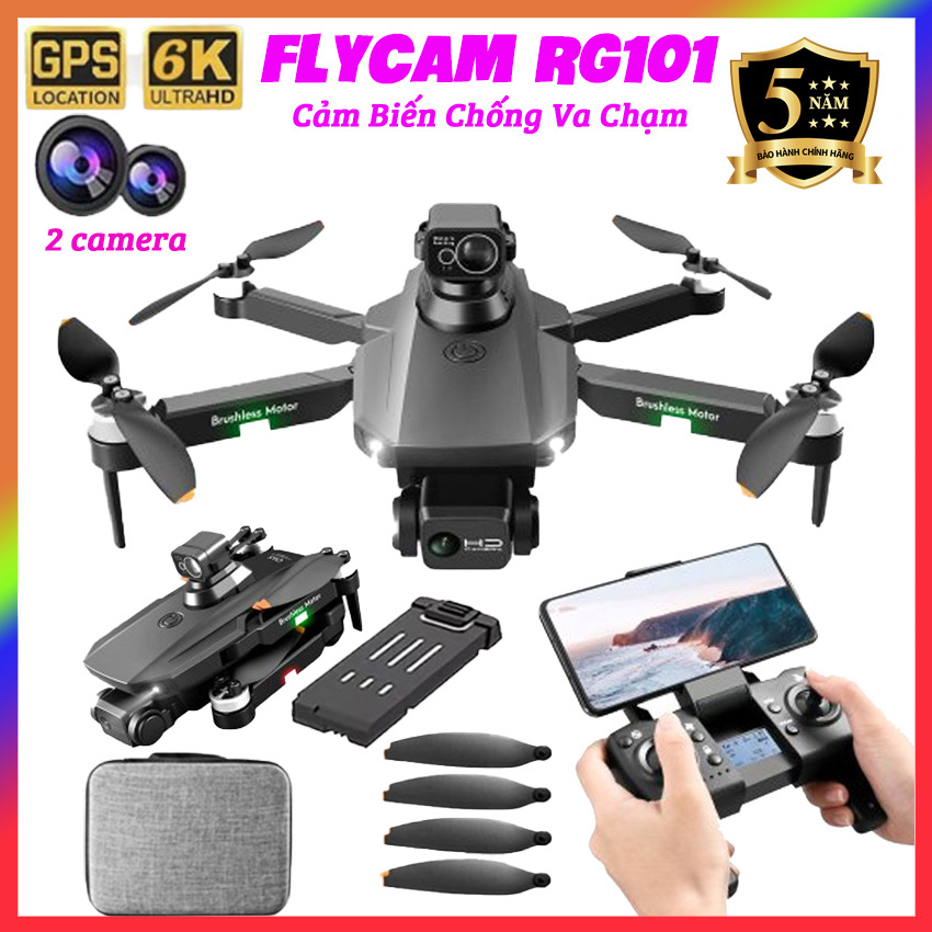 Máy Bay Camera HD RG101 Pro, Flycam Bay Xa 2km Trang Bị G.P.S - Tự Đông Quay Về - Fly cam giá rẻ - Phờ lai cam - Play camera Chất hơn f11 pro 4k, Mavic 2 Pro, l900 pro, s70w, xiaomi, Hàng Chính Hãng