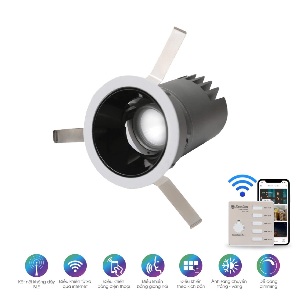 Đèn LED Downlight đổi màu AT18.BLE 80/12W (A24)